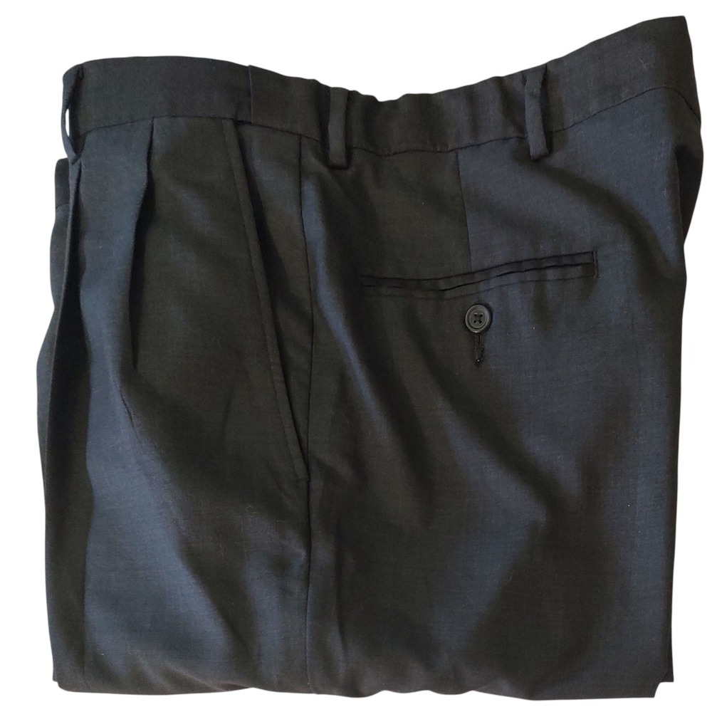 Haggar Pleated Front Dress Pants Elastic Adjustable Waist 38x31 In Cuffed Mens